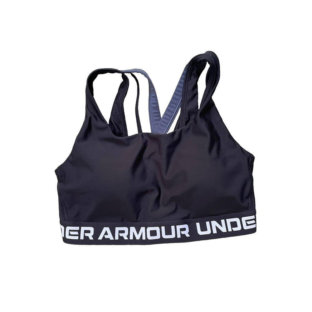 Under Armour Womens Sports Bra Large Padded Wireless Black White Blue Style 1390